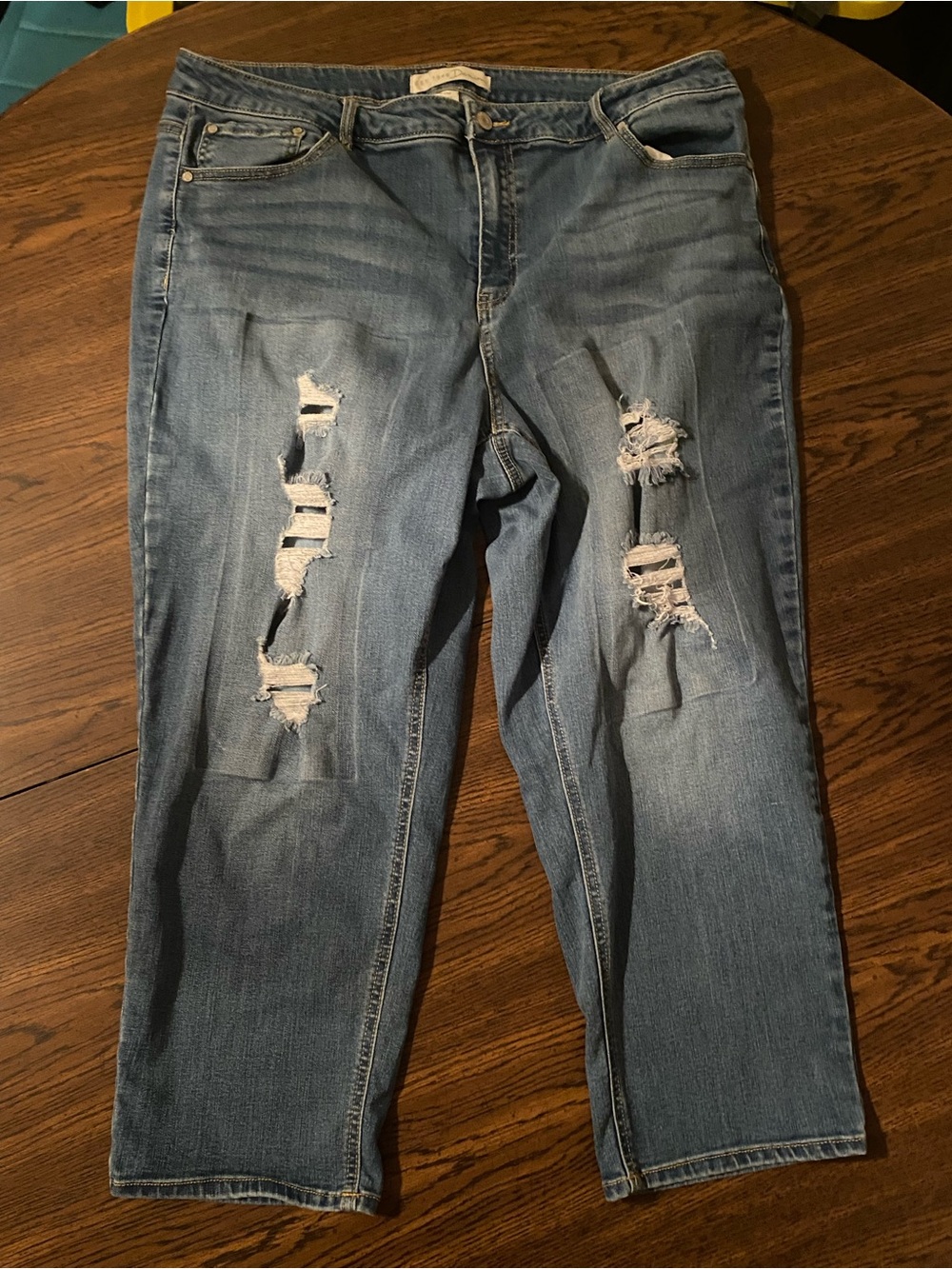 Cato Distressed High-Rise Jeans - Medium Blue